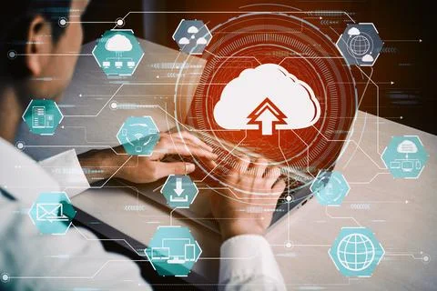 Cloud computing technology and online data storage for business network uds Stock Photos