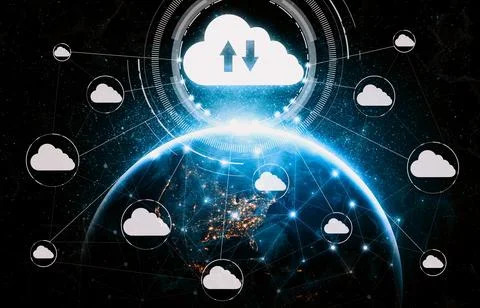 Cloud computing technology and online data storage for business network uds 스톡 사진