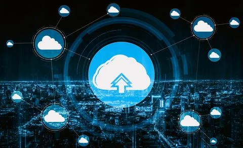 Cloud computing technology and online data storage for business network uds Stock Photos