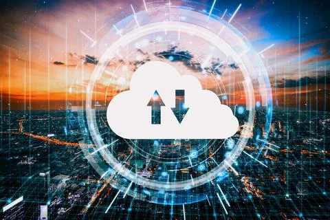 Cloud computing technology and online data storage for business network uds Foto stock