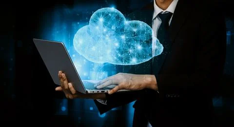 Cloud computing technology and online data storage for business network uds Stock Photos