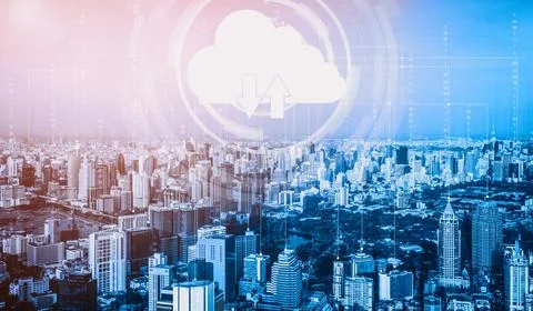 Cloud computing technology and online data storage for business network uds Stock Photos