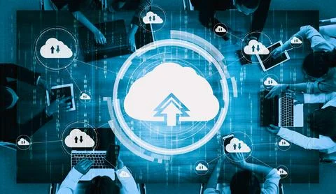 Cloud computing technology and online data storage for business network uds Stock Photos