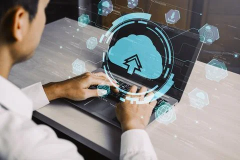 Cloud computing technology and online data storage for business network uds 스톡 사진