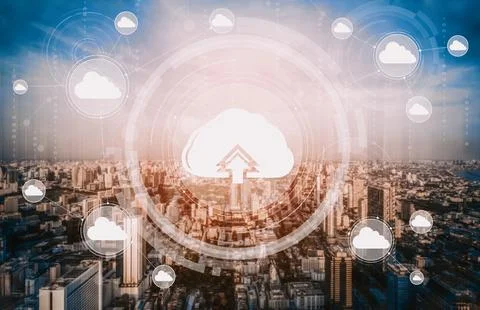 Cloud computing technology and online data storage for business network uds 스톡 사진