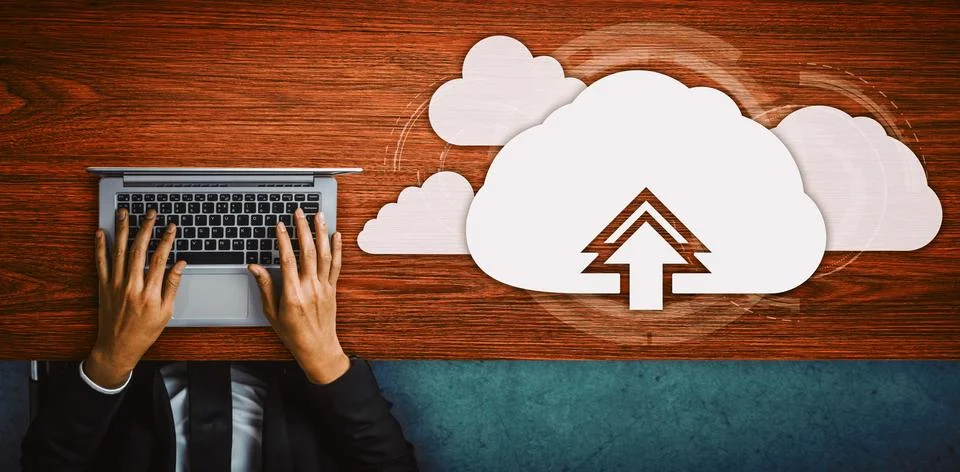 Cloud computing technology and online data storage for business network uds 스톡 사진