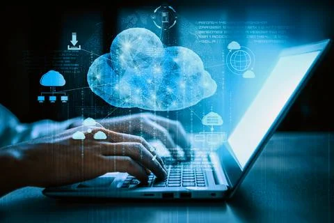 Cloud computing technology and online data storage for business network uds Stock Photos