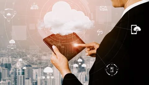 Cloud computing technology and online data storage for business network uds 写真素材