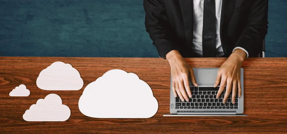 Cloud computing technology and online data storage for business network uds Stock Photos