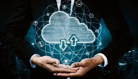 Cloud computing technology and online data storage for business network uds Foto stock