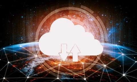 Cloud computing technology and online data storage for business network uds Stock Photos