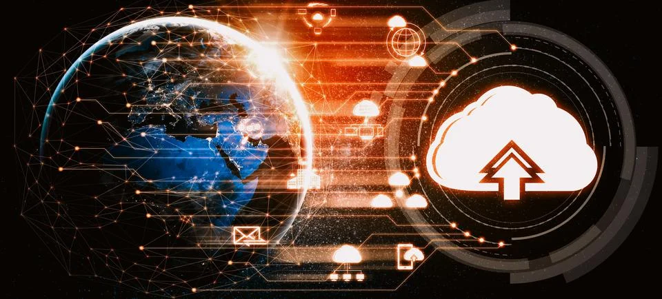 Cloud computing technology and online data storage for business network uds Stock Photos