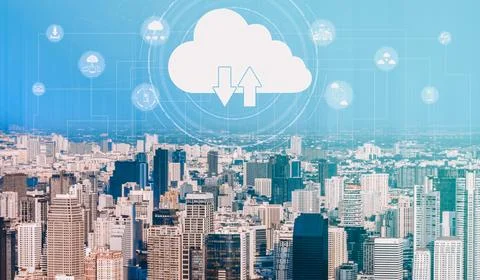 Cloud computing technology and online data storage for business network uds Foto stock