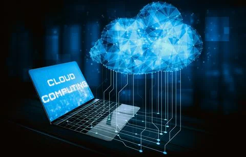 Cloud computing technology and online data storage for business network uds Stock Photos