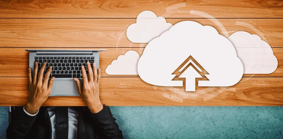 Cloud computing technology and online data storage for business network uds Stock Photos