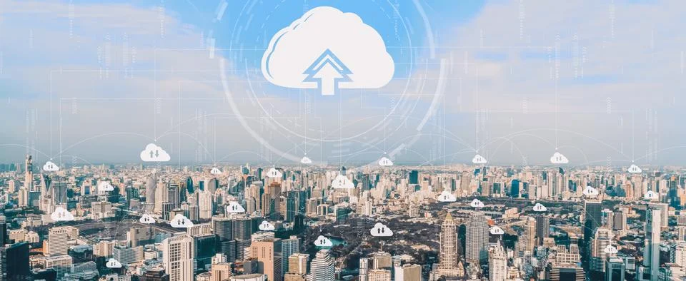 Cloud computing technology and online data storage for business network uds Foto stock