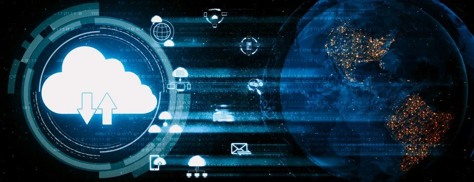 Cloud computing technology and online data storage for business network uds Stock Photos