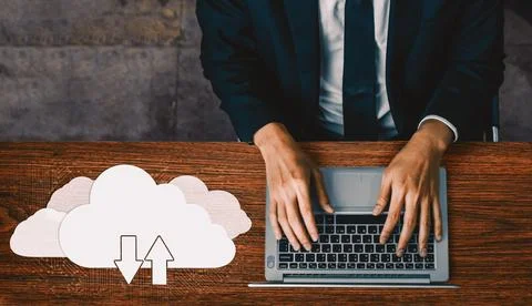 Cloud computing technology and online data storage for business network uds Stock Photos