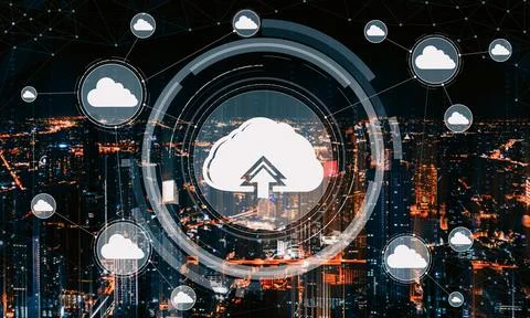 Cloud computing technology and online data storage for business network uds Foto stock