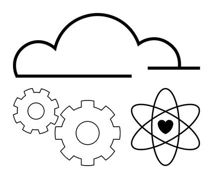 Cloud Computing, Technology and Science Concepts Showcased with Gears and A.. 스톡 일러스트