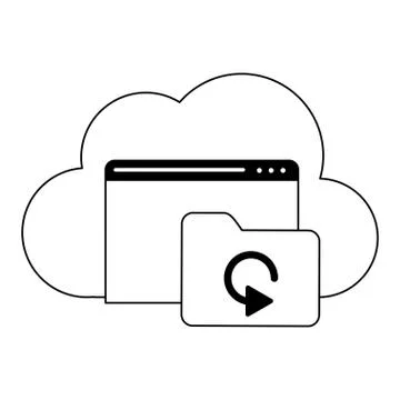 Cloud computing technology in black and white Stock Illustration