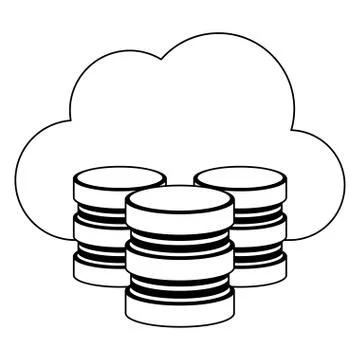 Cloud computing technology in black and white Stock Illustration