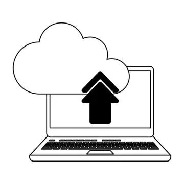 Cloud computing technology black and white イラスト素材