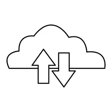 Cloud computing technology in black and white Stock Illustration
