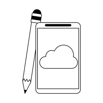Cloud computing technology in black and white 스톡 일러스트