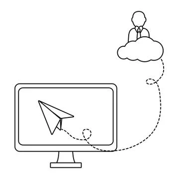 Cloud computing technology in black and white Stock Illustration