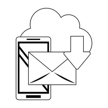 Cloud computing technology in black and white 스톡 일러스트