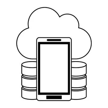 Cloud computing technology in black and white 스톡 일러스트
