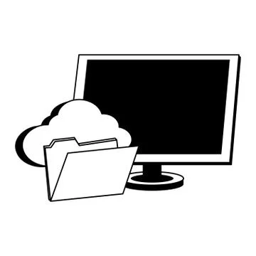 Cloud computing technology in black and white Stockillustratie