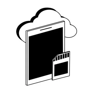 Cloud computing technology in black and white 스톡 일러스트