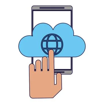 Cloud computing technology blue lines イラスト素材