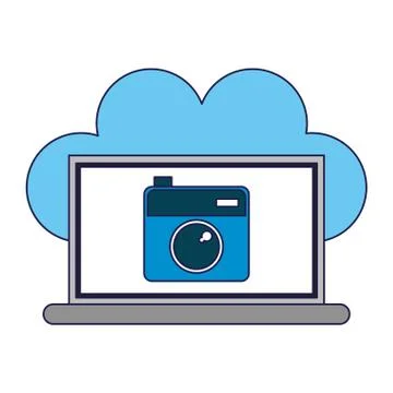 Cloud computing technology blue lines イラスト素材