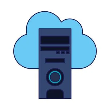 Cloud computing technology blue lines Stock Illustration