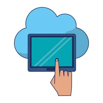 Cloud computing technology blue lines Stock Illustration