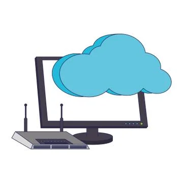 Cloud computing technology blue lines イラスト素材