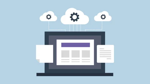 Cloud computing technology, Business solution for cloud 2d with Alpha Matte Stock Footage 335733990