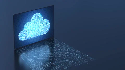 Cloud computing technology with circuit cloud on digital monitor 4k footage Stock Footage 313816834