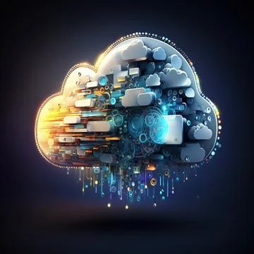 Cloud Computing Technology Concept. AI Generated Illustration. Stock Illustration