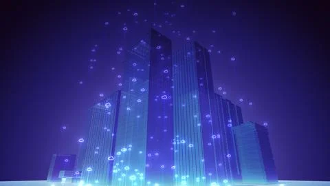 Cloud computing technology concept and smart city Illustrazione stock