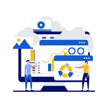 Cloud computing technology concept with character. Data storage protection,.. Stock Illustration