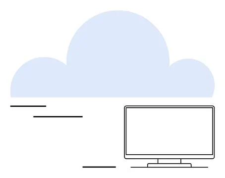 Cloud computing technology concept with desktop monitor and large online st.. Stock Illustration