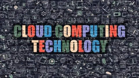 Cloud Computing Technology Concept with Doodle Design Icons Stock Illustration
