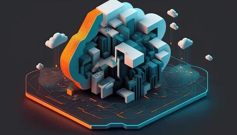 Cloud computing technology concept. Futuristic illustration Illustrazione stock