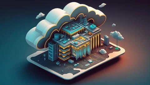 Cloud computing technology concept. Futuristic illustration Stock Illustration