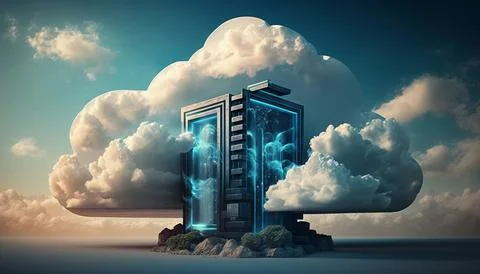 Cloud computing technology concept. Futuristic illustration Illustrazione stock