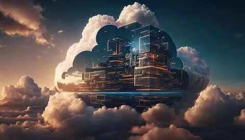 Cloud computing technology concept. Futuristic illustration Stock Illustration